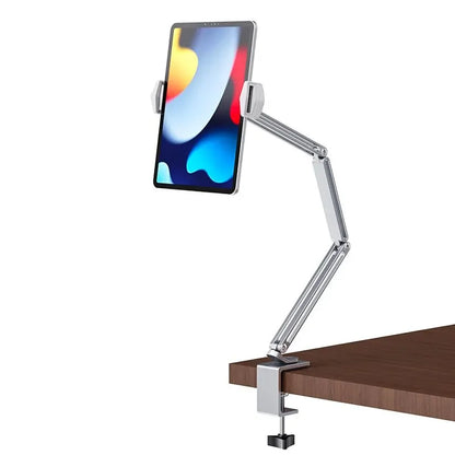 Ultimate Adjustable Desk and Bed Tablet Stand for 4-12.9 Inch Devices - Sturdy Aluminum Arm Mount for iPad Pro, Mini, and Xiaomi Tab