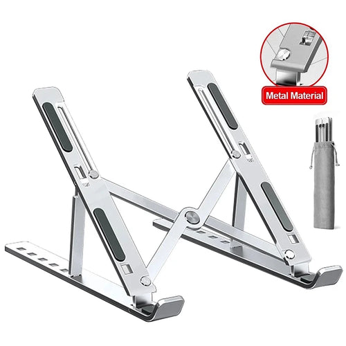 Elevate Your Workspace with the Adjustable Aluminum Alloy Laptop Stand - Foldable, Portable, and Non-Slip Design for Ultimate Comfort